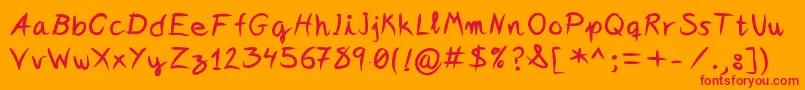 Ideasandapps-Schriftart – Rote Schriften auf orangefarbenem Hintergrund