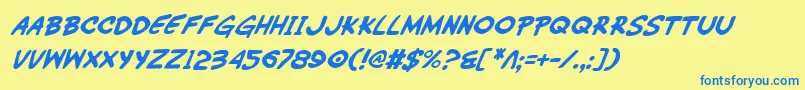 WimpOutItalic Font – Blue Fonts on Yellow Background