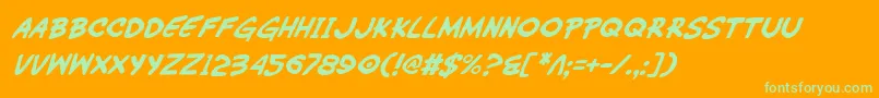 Fonte WimpOutItalic – fontes verdes em um fundo laranja