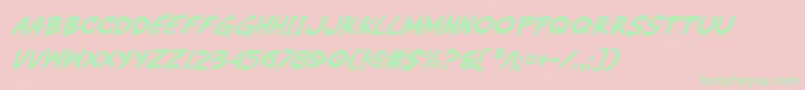 Police WimpOutItalic – polices vertes sur fond rose