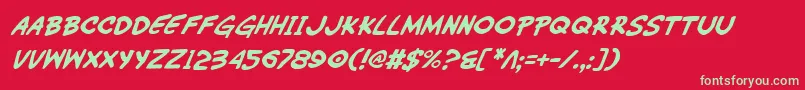 WimpOutItalic-fontti – vihreät fontit punaisella taustalla