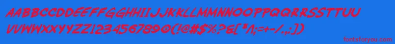 WimpOutItalic Font – Red Fonts on Blue Background
