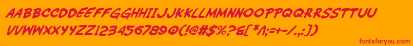 Czcionka WimpOutItalic – czerwone czcionki na pomarańczowym tle