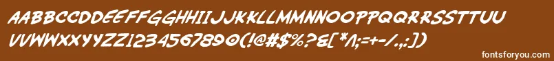 Fonte WimpOutItalic – fontes brancas em um fundo marrom