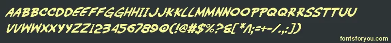 フォントWimpOutItalic – 黒い背景に黄色の文字