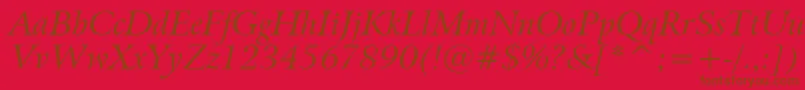 Fonte BitstreamArrusItalicBt – fontes marrons em um fundo vermelho