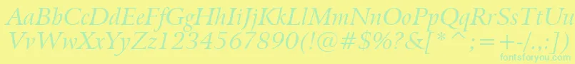 BitstreamArrusItalicBt-Schriftart – Grüne Schriften auf gelbem Hintergrund