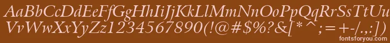 BitstreamArrusItalicBt-Schriftart – Rosa Schriften auf braunem Hintergrund