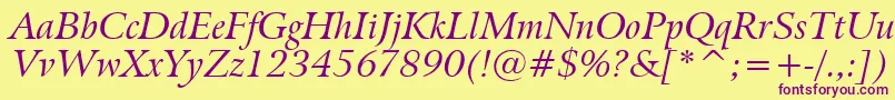 BitstreamArrusItalicBt Font – Purple Fonts on Yellow Background