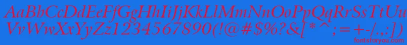 BitstreamArrusItalicBt Font – Red Fonts on Blue Background