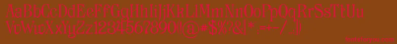 フォントArchaic1897 – 赤い文字が茶色の背景にあります。