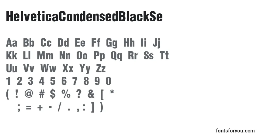 A fonte HelveticaCondensedBlackSe – alfabeto, números, caracteres especiais