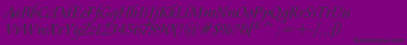 AramisItalic-fontti – mustat fontit violetilla taustalla