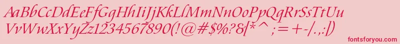 フォントAramisItalic – ピンクの背景に赤い文字