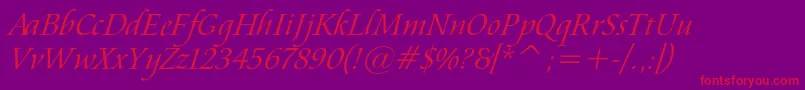 AramisItalic Font – Red Fonts on Purple Background