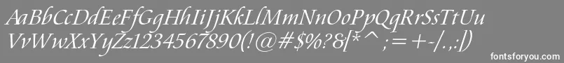 AramisItalic-Schriftart – Weiße Schriften auf grauem Hintergrund