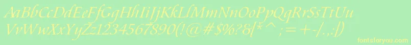 AramisItalic Font – Yellow Fonts on Green Background