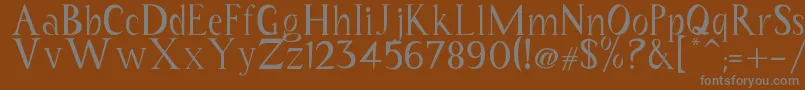Coriannis-fontti – harmaat kirjasimet ruskealla taustalla