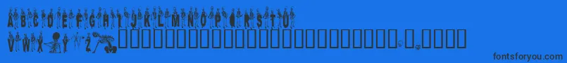 Fonte Dancingdead – fontes pretas em um fundo azul