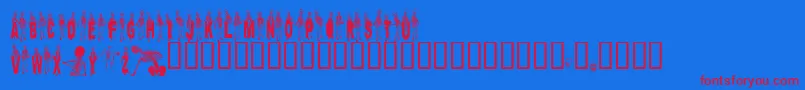 Dancingdead-fontti – punaiset fontit sinisellä taustalla