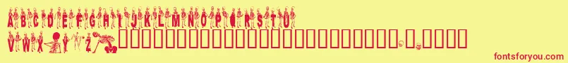 Dancingdead-Schriftart – Rote Schriften auf gelbem Hintergrund