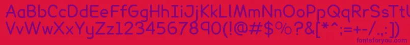 Czcionka Lexia – fioletowe czcionki na czerwonym tle
