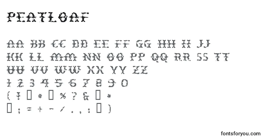 Schriftart Peatloaf – Alphabet, Zahlen, spezielle Symbole