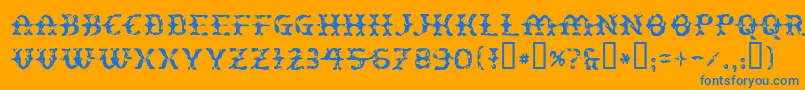 Peatloaf-Schriftart – Blaue Schriften auf orangefarbenem Hintergrund