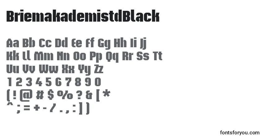 Czcionka BriemakademistdBlack – alfabet, cyfry, specjalne znaki