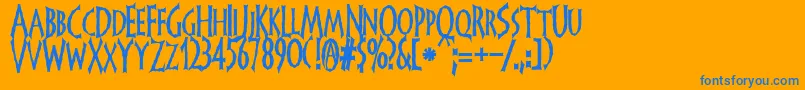 Frankendork Font – Blue Fonts on Orange Background