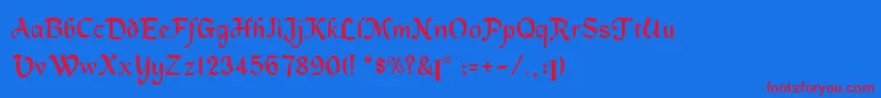 MacHumaineLight Font – Red Fonts on Blue Background