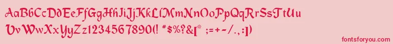 MacHumaineLight-Schriftart – Rote Schriften auf rosa Hintergrund