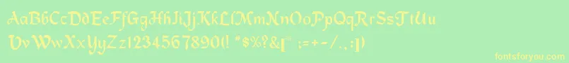 MacHumaineLight Font – Yellow Fonts on Green Background