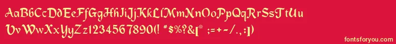 MacHumaineLight Font – Yellow Fonts on Red Background