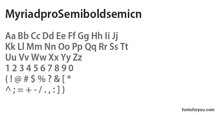MyriadproSemiboldsemicn Font – alphabet, numbers, special characters
