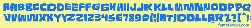 フォントTunnepinta – 青い文字が黄色の背景にあります。