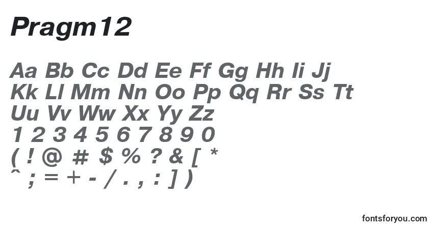 Pragm12-fontti – aakkoset, numerot, erikoismerkit