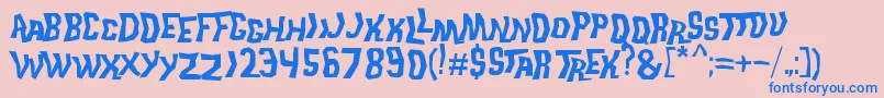 フォントTrekDisruptorBlast – ピンクの背景に青い文字