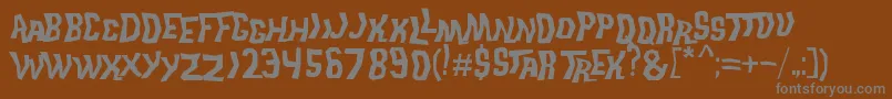 TrekDisruptorBlast-Schriftart – Graue Schriften auf braunem Hintergrund