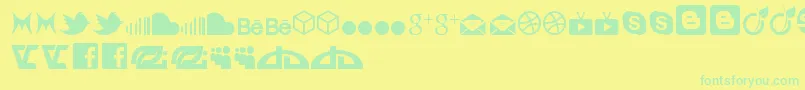 SocialIconByBrianqc Font – Green Fonts on Yellow Background