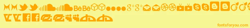 フォントSocialIconByBrianqc – オレンジの文字が黄色の背景にあります。