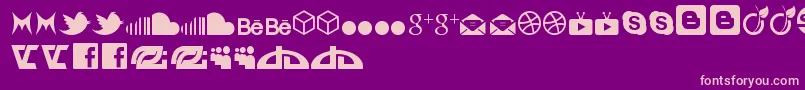 Fonte SocialIconByBrianqc – fontes rosa em um fundo violeta