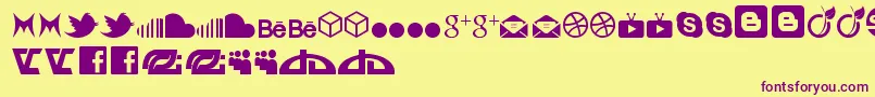 SocialIconByBrianqc Font – Purple Fonts on Yellow Background