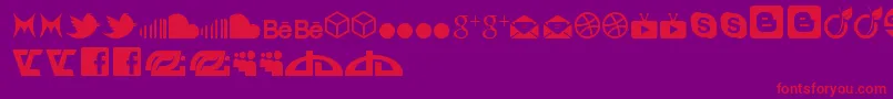 SocialIconByBrianqc Font – Red Fonts on Purple Background