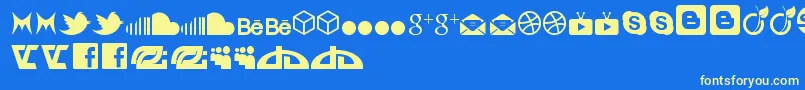 SocialIconByBrianqc-fontti – keltaiset fontit sinisellä taustalla