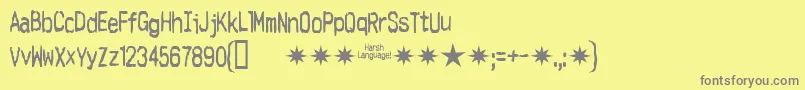 Harsh-fontti – harmaat kirjasimet keltaisella taustalla