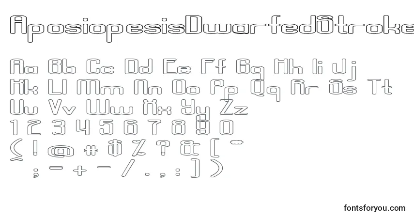 Шрифт AposiopesisDwarfedStroked (103293) – алфавит, цифры, специальные символы