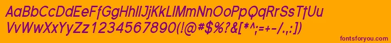 FlorencesansCondBoldItalic Font – Purple Fonts on Orange Background