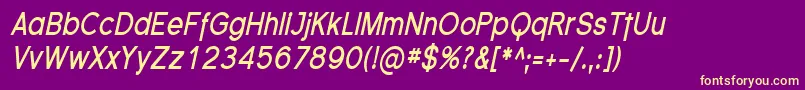FlorencesansCondBoldItalic Font – Yellow Fonts on Purple Background