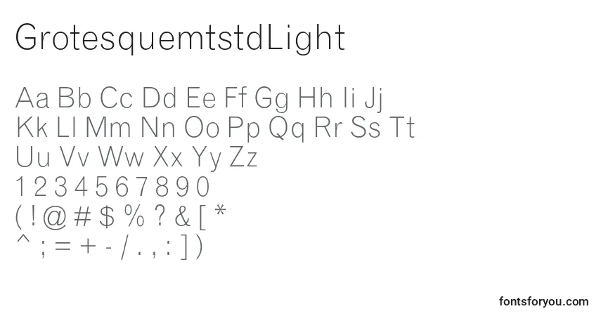Шрифт GrotesquemtstdLight – алфавит, цифры, специальные символы